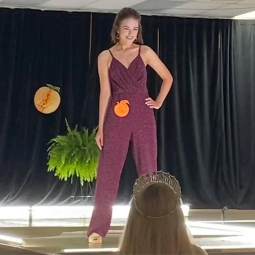 Burgundy Glitter Jumpsuit - Picture 3 of 6